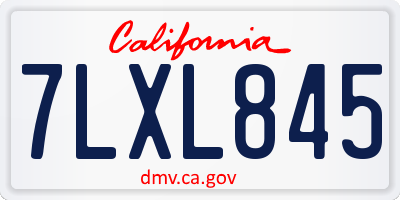 CA license plate 7LXL845