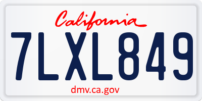CA license plate 7LXL849