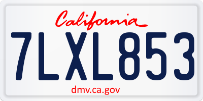 CA license plate 7LXL853