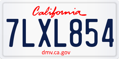 CA license plate 7LXL854