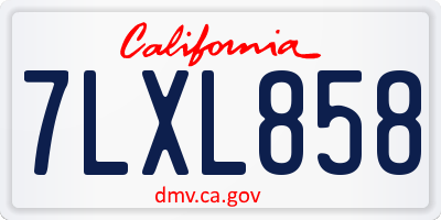 CA license plate 7LXL858