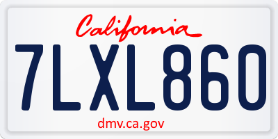 CA license plate 7LXL860