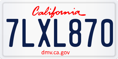 CA license plate 7LXL870