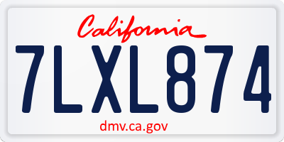 CA license plate 7LXL874