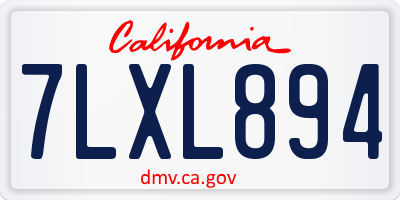 CA license plate 7LXL894