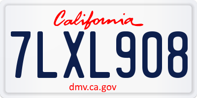 CA license plate 7LXL908