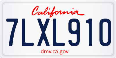 CA license plate 7LXL910