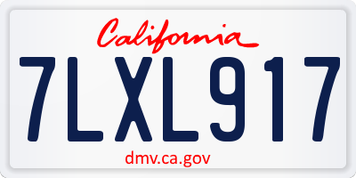 CA license plate 7LXL917