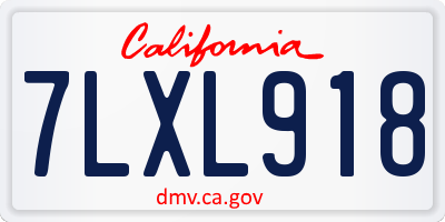 CA license plate 7LXL918