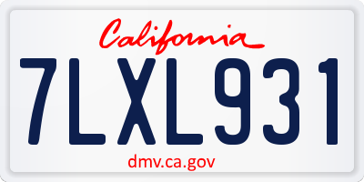 CA license plate 7LXL931