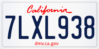 CA license plate 7LXL938