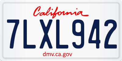 CA license plate 7LXL942