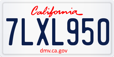 CA license plate 7LXL950