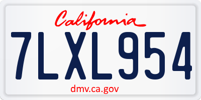 CA license plate 7LXL954
