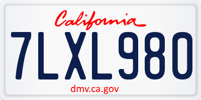 CA license plate 7LXL980