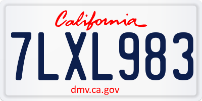 CA license plate 7LXL983