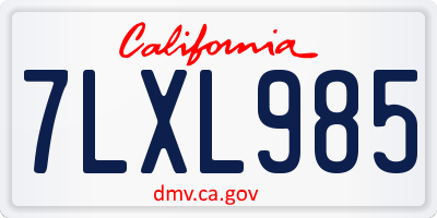 CA license plate 7LXL985