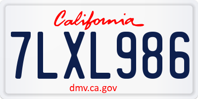 CA license plate 7LXL986
