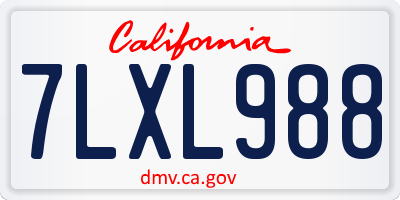 CA license plate 7LXL988