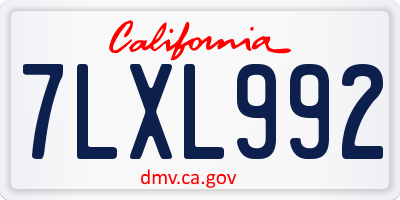 CA license plate 7LXL992