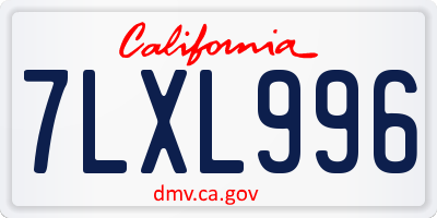 CA license plate 7LXL996
