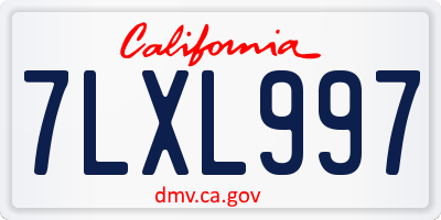 CA license plate 7LXL997