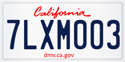 CA license plate 7LXM003
