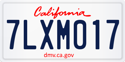 CA license plate 7LXM017