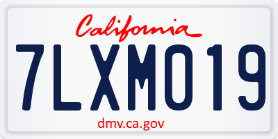 CA license plate 7LXM019