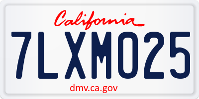 CA license plate 7LXM025
