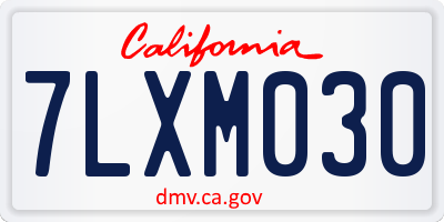 CA license plate 7LXM030