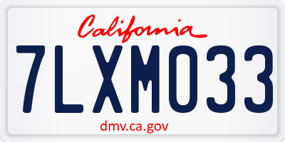 CA license plate 7LXM033