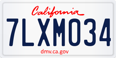 CA license plate 7LXM034