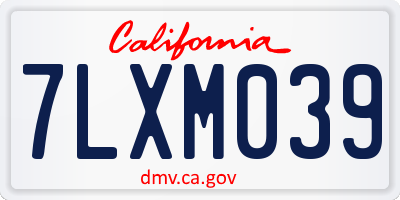 CA license plate 7LXM039