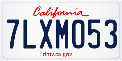 CA license plate 7LXM053