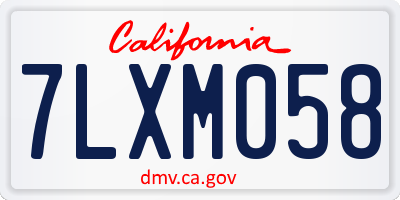 CA license plate 7LXM058
