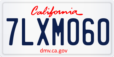 CA license plate 7LXM060