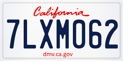 CA license plate 7LXM062