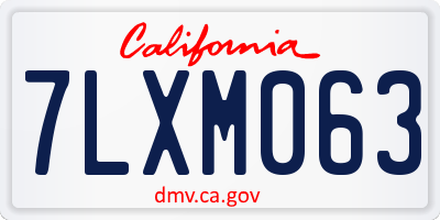 CA license plate 7LXM063