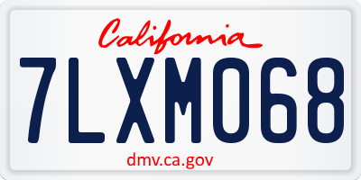 CA license plate 7LXM068