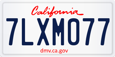 CA license plate 7LXM077