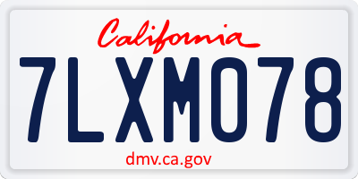 CA license plate 7LXM078