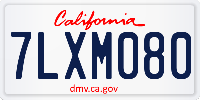 CA license plate 7LXM080