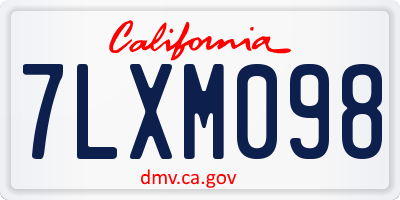 CA license plate 7LXM098