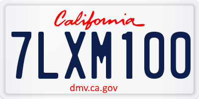 CA license plate 7LXM100