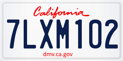 CA license plate 7LXM102