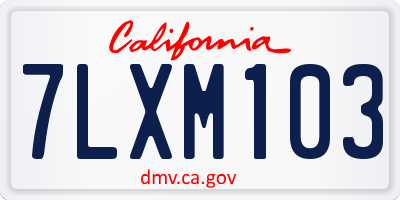 CA license plate 7LXM103