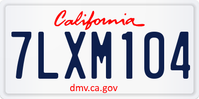 CA license plate 7LXM104