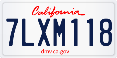 CA license plate 7LXM118