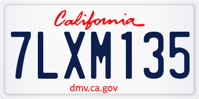 CA license plate 7LXM135